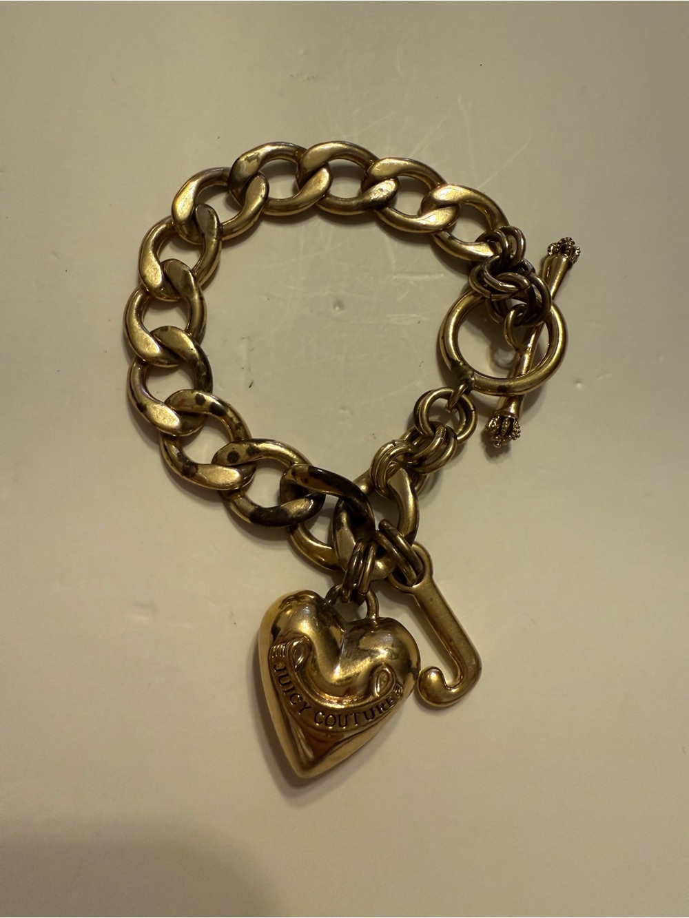 Juicy couture gold- toned heart charm toggle bracelet